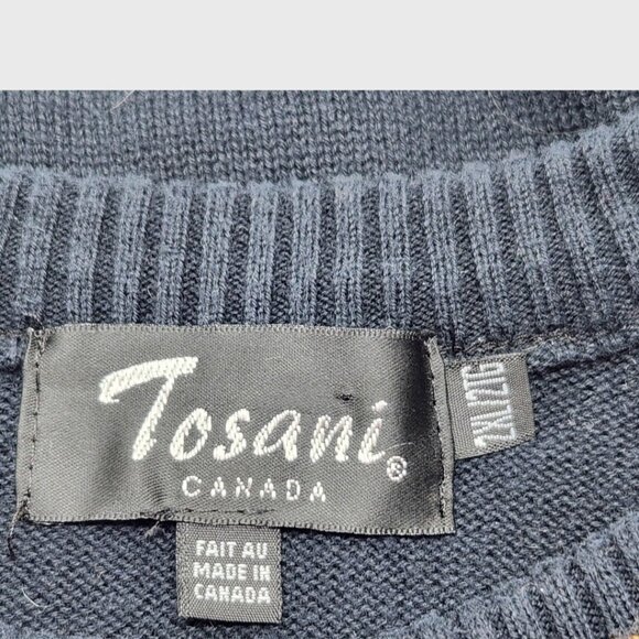 Tosani Canada Men XXL Black Gold Coogi Style Cosby Crew Neck Cotton Knit Sweater - Picture 10 of 10